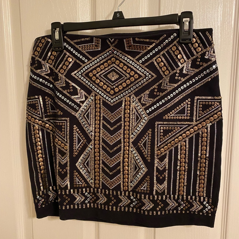 Express Art Deco Sequin Mini Skirt